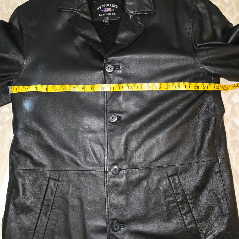 U.S. Polo Assn. Black Leather Jacket Men's Medium Outerwear Quilted Lining - Picture 9 of 16